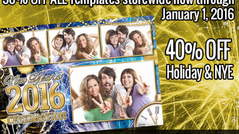 30% off sitewide at photoboothtemplates.com, 40% off holiday & NYE templates